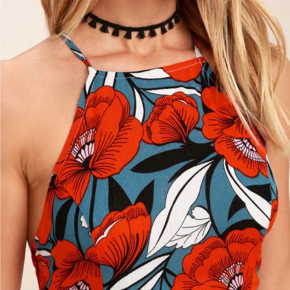 Lulu’s Back to Your Roots Red Floral Print Two-Piece Maxi Dress - Picture 4 of 4